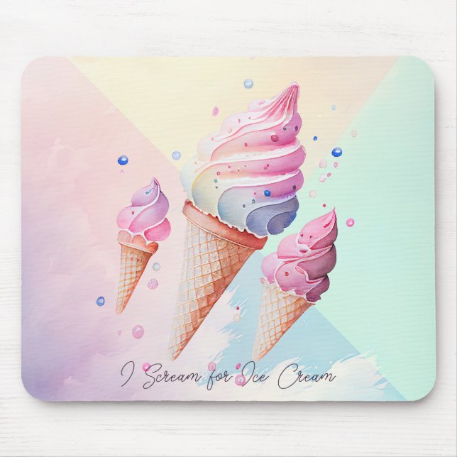 Tapis De Souris Couleur d'eau de crème glacée mignonne (Devant)