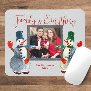 Tapis De Souris Couleur d'eau douce Famille Photo Neige