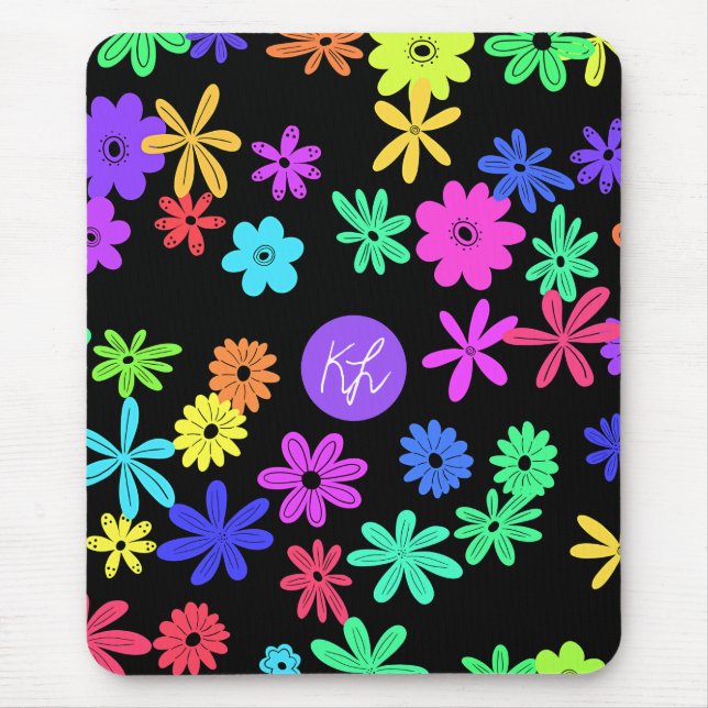 Tapis De Souris Couleur Pop Cute Flowers Personnalisé Pad Souris (Devant)