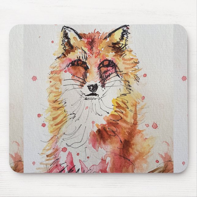 Tapis De Souris Couleur Rouge Vache Aquarelle Peinture Mat Souris  (Devant)