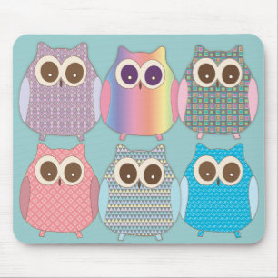 Tapis De Souris Couleurs assorties par hiboux mignons
