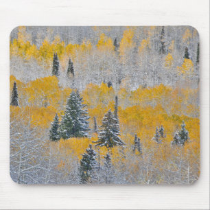 Tapis De Souris Couleurs d'automne des trembles et neige fraîche K