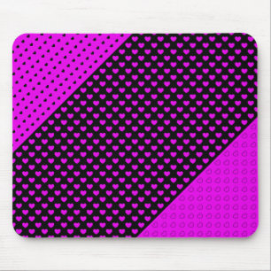 Tapis De Souris Couleurs Noires Et Roses Frappantes Motif Coeur mi