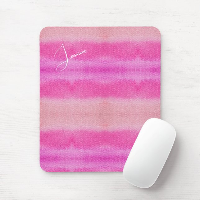 Tapis De Souris Couleurs Pastel De L'Aquarelle Rose Monogramme (Avec souris)