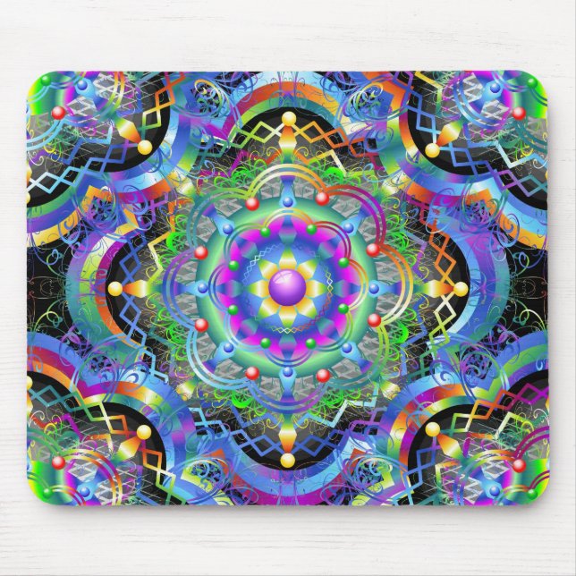 Tapis De Souris Couleurs psychédéliques Universe Mandala (Devant)