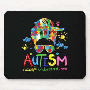 Tapis De Souris Coup de pinceau Sensibilisation à l'autisme Accept