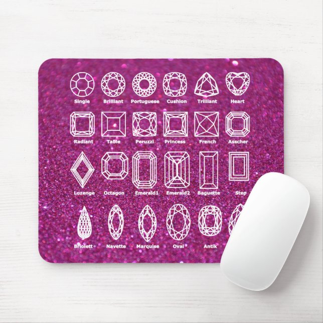 Tapis De Souris Coupes de diamant_Parties scintillant_violet (Avec souris)