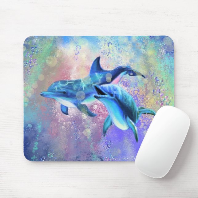 Tapis De Souris Couple dauphin - Beau - (Avec souris)