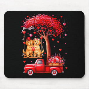 Tapis De Souris Couple de Golden Retrievers coeurs de la Saint-Val