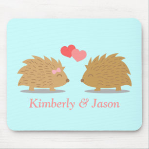 Tapis De Souris Couple de hérissons mignons amoureux