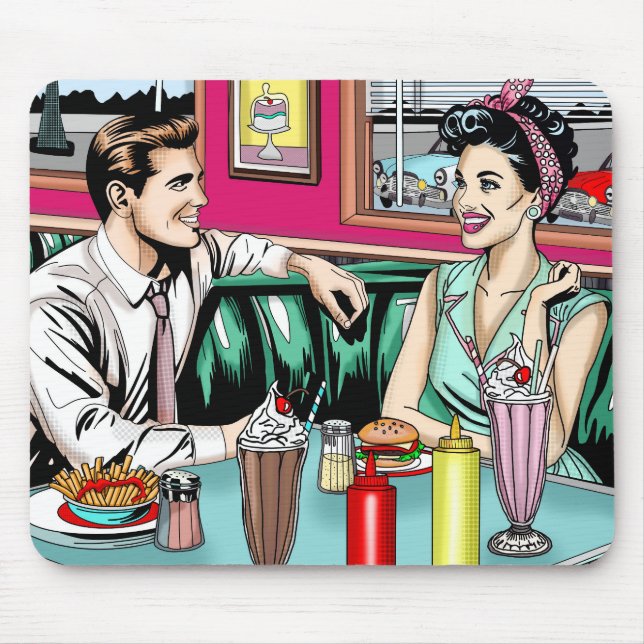 Tapis De Souris Couple des années 1950 au dîner (Devant)