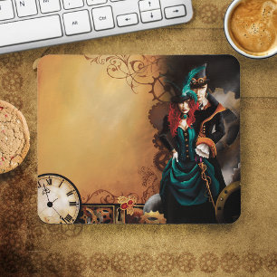 Tapis De Souris Couple élégant steampunk victorien Romance