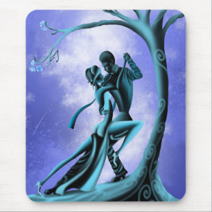 Tapis De Souris Couple romantique dansant le tango bleu