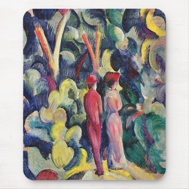 Tapis De Souris Couple sur la piste forestière par August Macke (Devant)