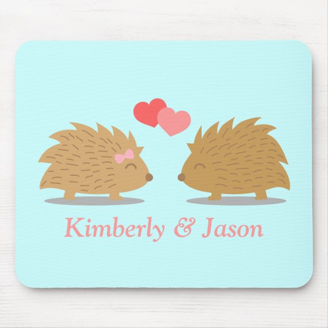 Tapis De Souris Couples mignons de hérisson dans l'amour (Devant)
