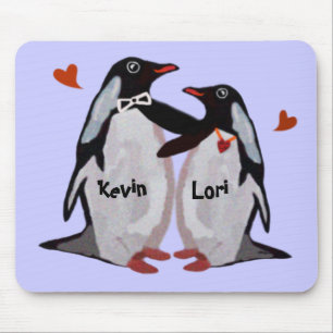 Tapis De Souris Couples Mousepads d'amour de pingouin