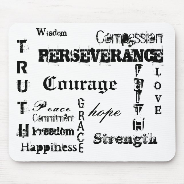 Tapis De Souris Courage, espoir, T, R, U, T, H, PERSÉVÉRANCE, L,… (Devant)
