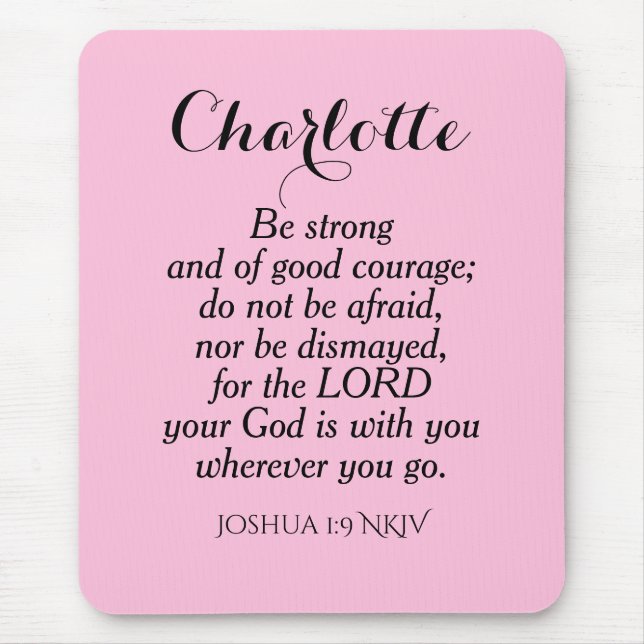 Tapis De Souris Courbe rose clair Verse Bible Nom personnalisé Sim (Devant)