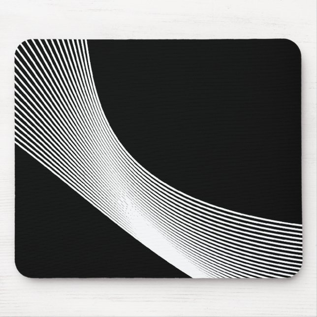Tapis De Souris Courbes Bézier - Blanc sur Noir (Devant)