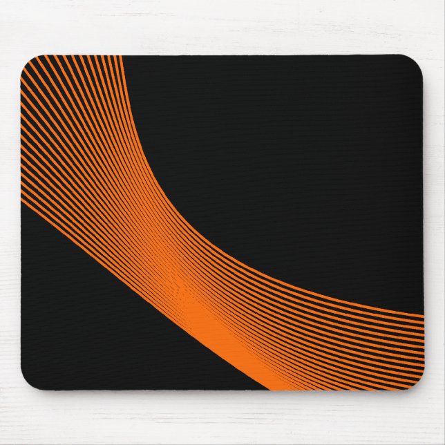 Tapis De Souris Courbes Bézier - Orange sur Noir (Devant)