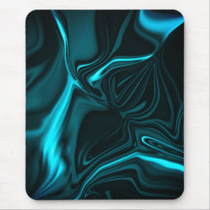 Tapis De Souris Courbes ou ondulations cyan sur fonds sombres
