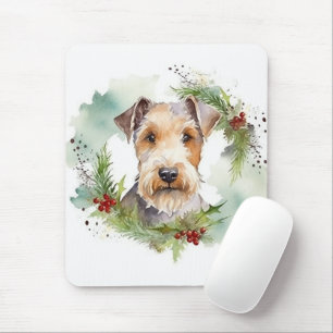 Tapis De Souris Couronne de Noël de Wirefox Terrier Chien festif