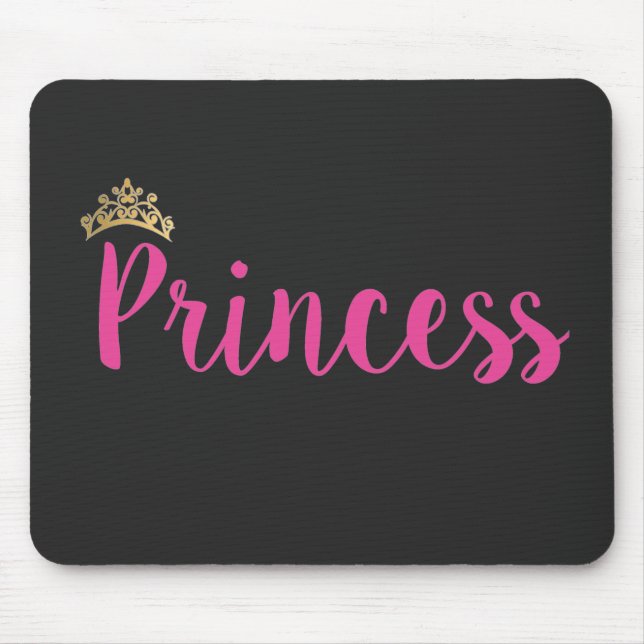 Tapis De Souris Couronne de police de script rose princesse (Devant)