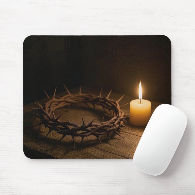 Tapis De Souris Couronne d'épines illuminée par une bougie (Avec souris)