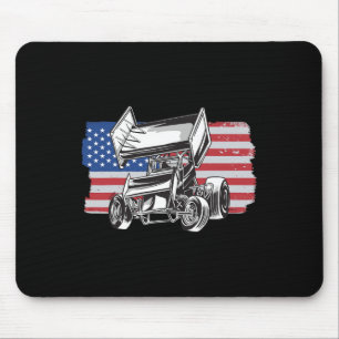 Tapis De Souris Course de Sprint Car Drapeau Usa