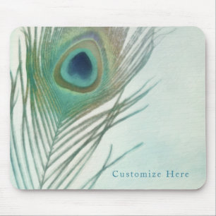 Tapis De Souris Coutume chic d'aquarelle de Boho de plume de paon