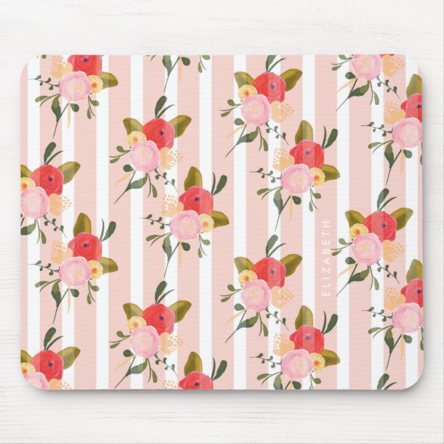 Tapis De Souris Coutume rose Mousepad de filets de pivoines (Devant)