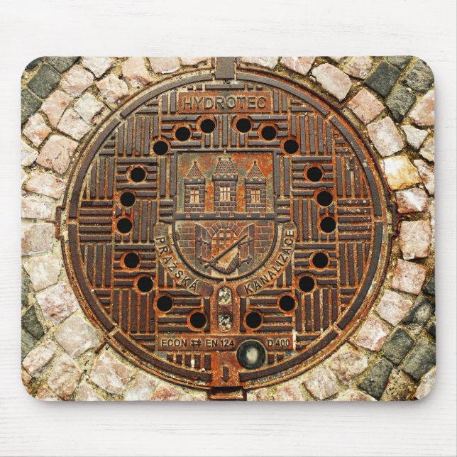 Tapis De Souris Couverture de trou d'homme 4 (Prague) (Devant)
