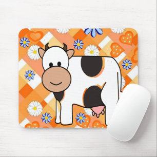 Tapis De Souris Cow Chevron Blue Flowers  Mouse Pad! Mouse Pad