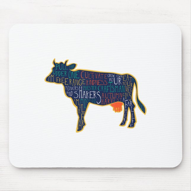 Tapis De Souris Cow Silhouette Tygraphy Phrases Heifer Fun Chris  (Devant)