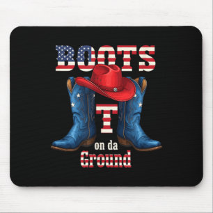 Tapis De Souris Cowboy chapeau rouge Bottes sur le terrain 4 juill
