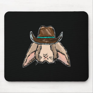 Tapis De Souris Cowboy Lapin de Pâques Cowboy Casquette Western Pu