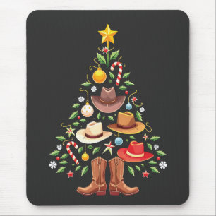 Tapis De Souris Cowboy Western Christmas Tree Père Noël