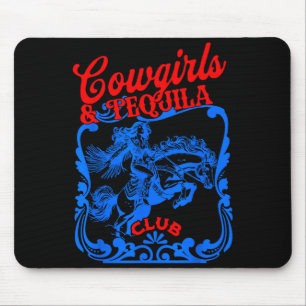 Tapis De Souris Cowgirls Et Tequila Vintage Queue Drôle Tequila Bo