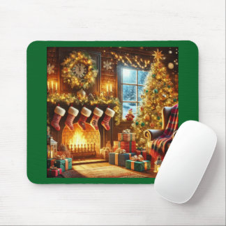 Tapis De Souris Cozy Christmas Fireplace Mouse Pad
