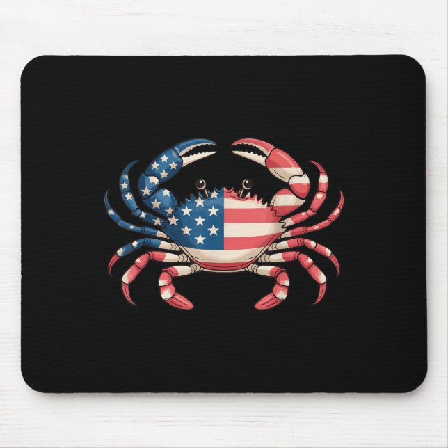 Tapis De Souris Crabe d'Amérique Drapeau américain Fruits de mer (Devant)