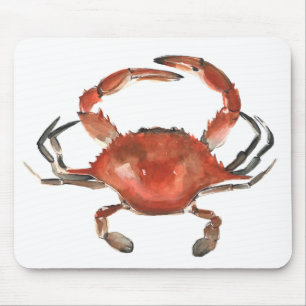 Tapis De Souris Crabe d'aquarelle - rouge