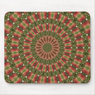 Tapis De Souris crabe pomme kaléidoscope rouge, vert abstrait