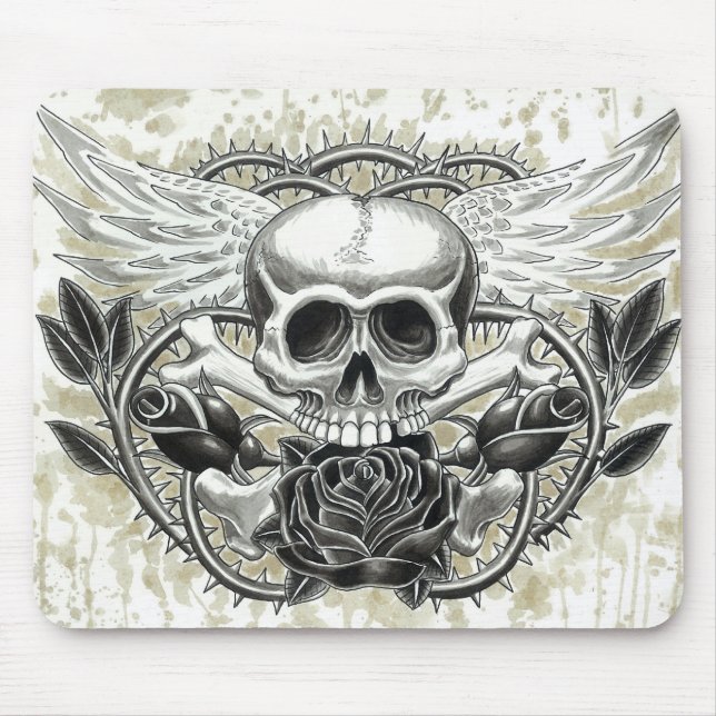 Tapis De Souris Crâne à ailes Mousepad (Devant)