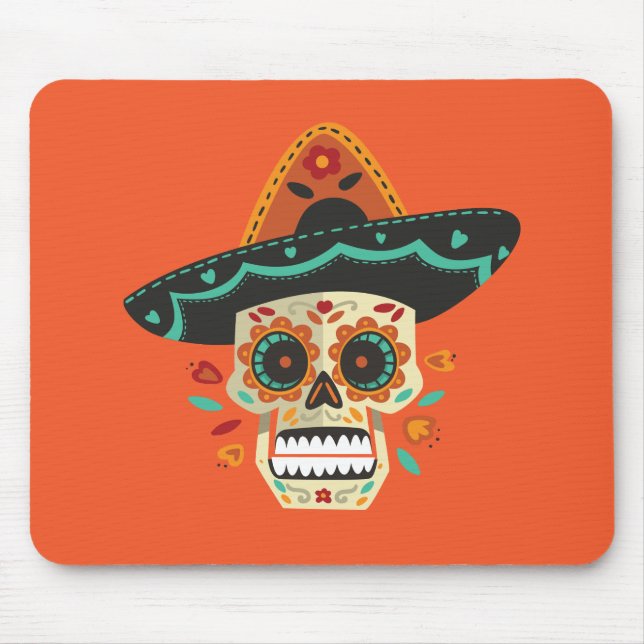 Tapis De Souris Crâne à sucre avec Casquette Dia de Muertos | Tapi (Devant)