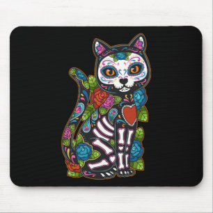 Tapis De Souris Crâne à sucre de chat Mexique Calavera Dia De Los 