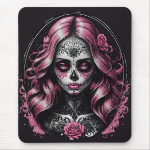 Tapis De Souris Crâne à sucre rose no 2 Mousepad