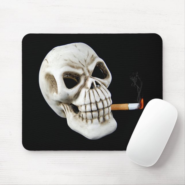 Tapis De Souris Crâne avec cigarette (Avec souris)