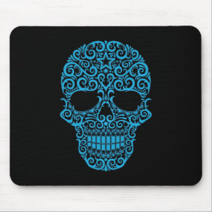 Tapis De Souris Crâne complexe de sucre - bleu et noir
