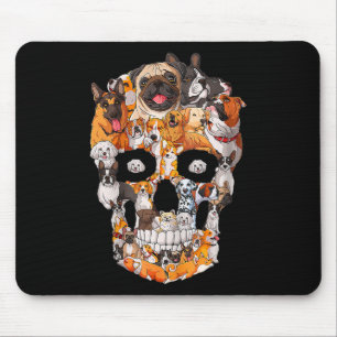 Tapis De Souris Crâne de Chien Amoureux de Patte de Chien Hallowee
