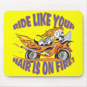 Tapis De Souris Crâne de moto flambante